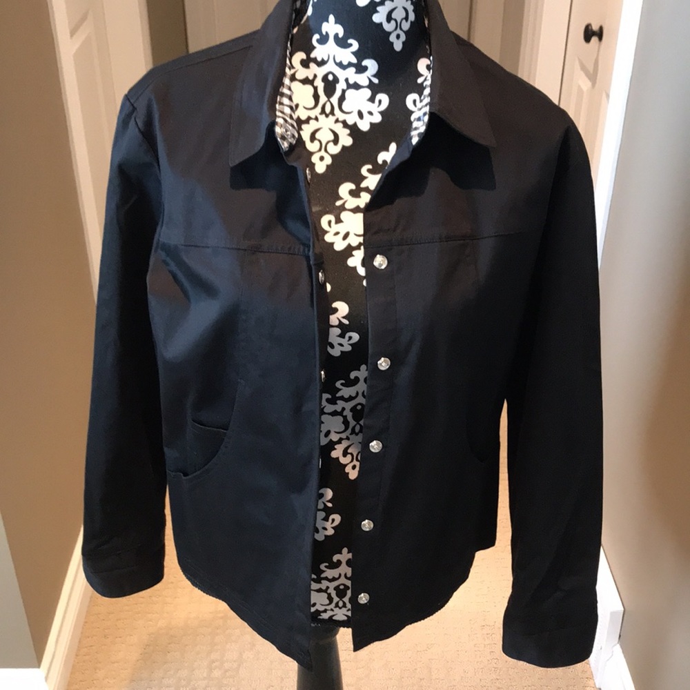 Just listed❤️ classic black heavy cotton jacket with snap front.